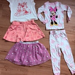 Lot of Disney Minnie Mouse Kids clothes skirt set, Pajama Set - Pink and White